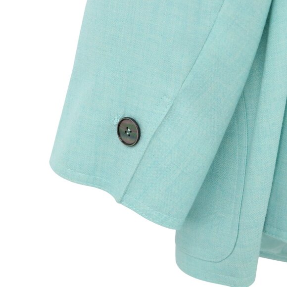 Akris Cashmere Silk Aqua Blue Button Front Blazer Jacket 12 - Picture 6 of 6